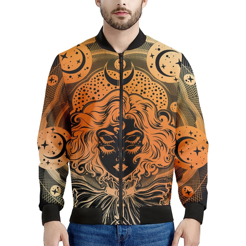Wiccan Girl And Magical Moon Print Men's Bomber Jacket