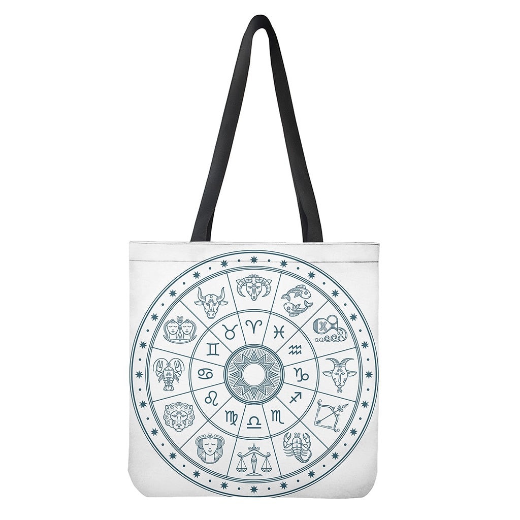 Zodiac Astrology Signs Print Tote Bag - Polyester Double-Sided Print Shoulder Bag