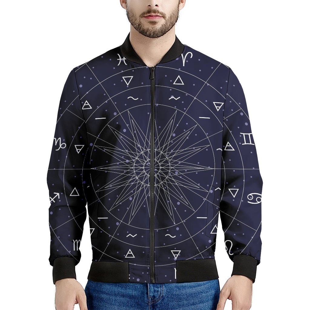 Zodiac Symbols Circle Print Men's Bomber Jacket
