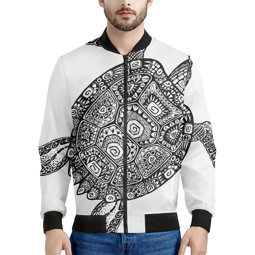 Zentangle Sea Turtle Print Men's Bomber Jacket