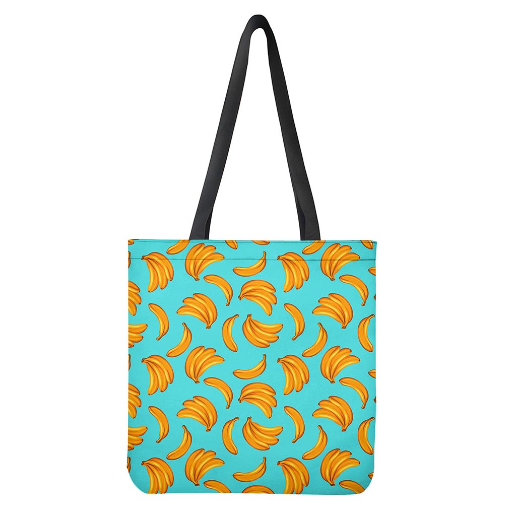 Blue Banana Pattern Print Tote Bag - Polyester Double-Sided Lightweight Shoulder Carry