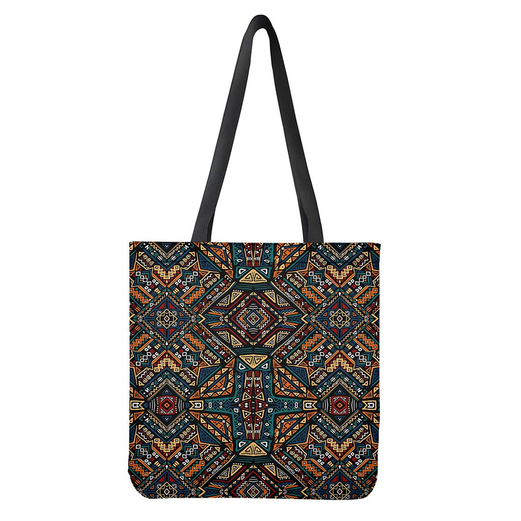 Boho Tribal Aztec Pattern Print Tote Bag - Polyester Double-Sided Print Shoulder Bag