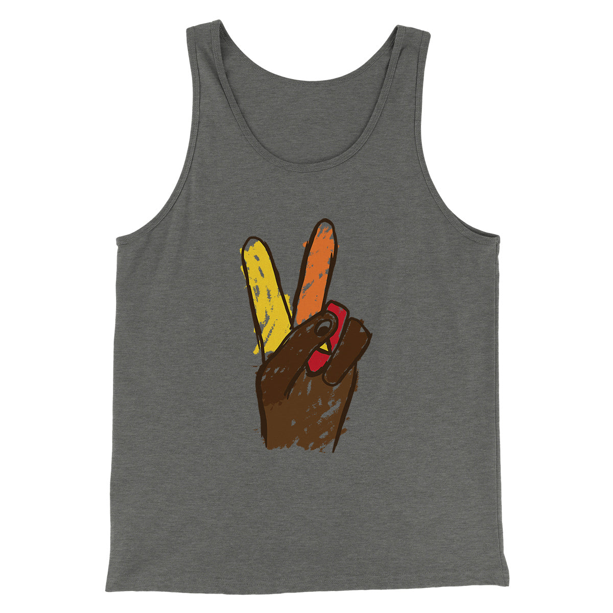 Peace Sign Hand Turkey Funny Thanksgiving Men/Unisex Tank Top