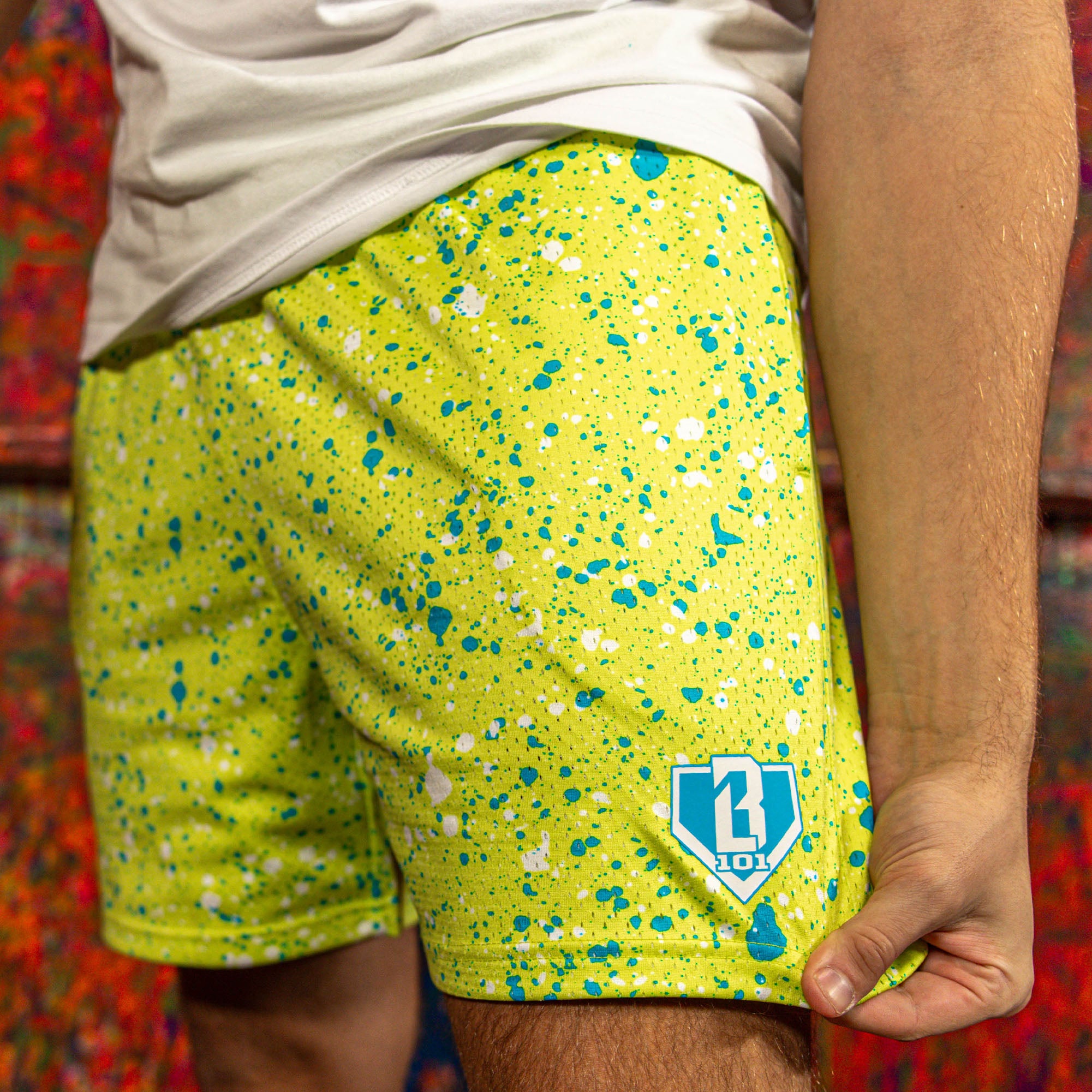 Splatter Shorts - Highlighter Yellow