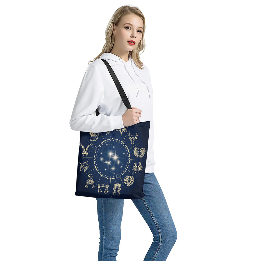 Zodiac Astrology Symbols Print Tote Bag - Polyester Double-Sided Lightweight