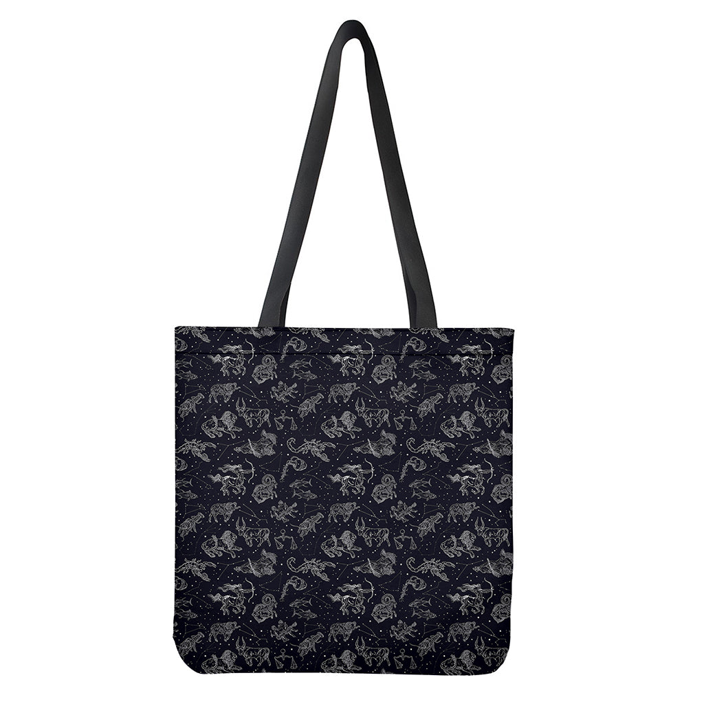 Zodiac Constellation Pattern Print Tote Bag - Polyester Double-Sided Lightweight