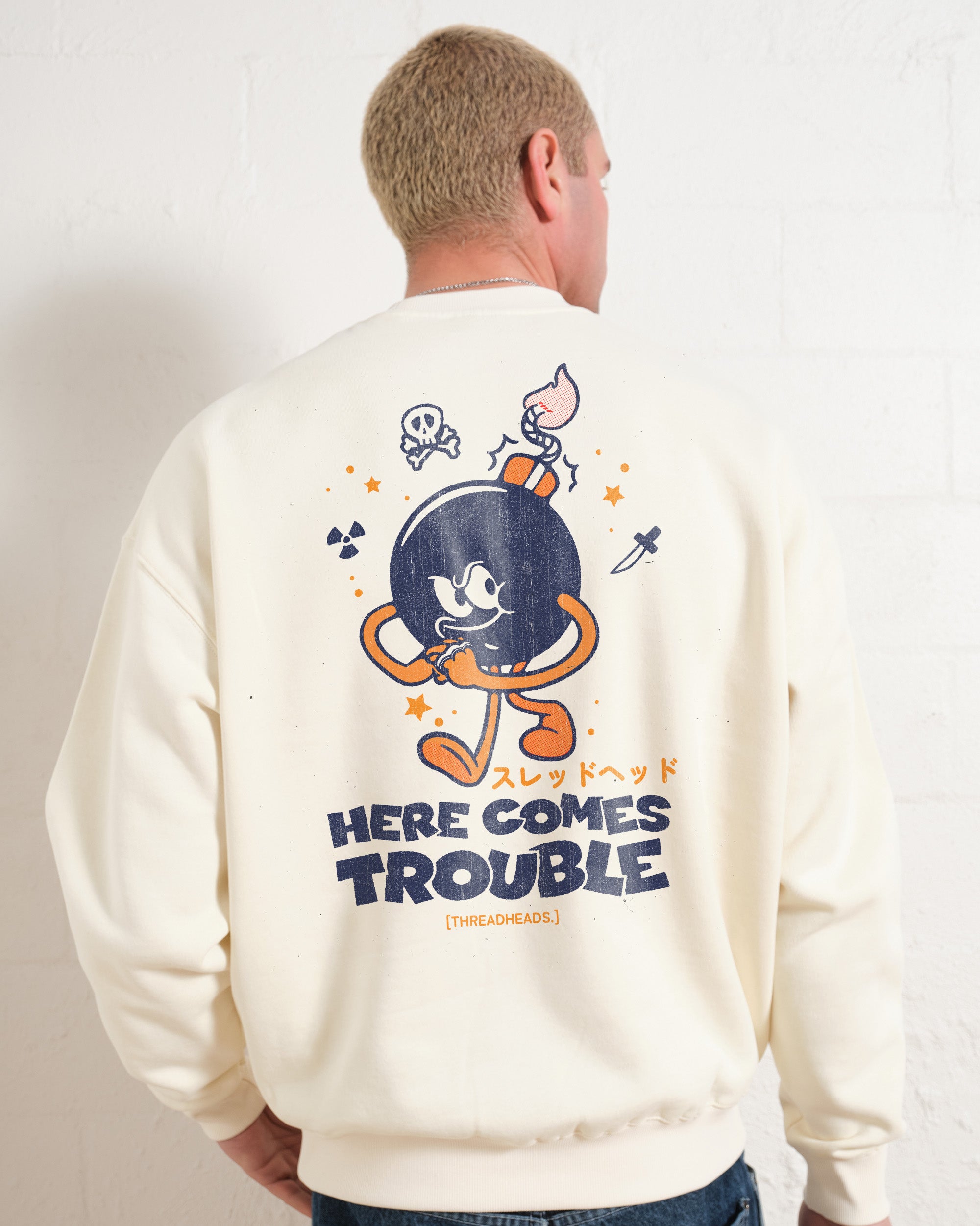 Here Comes Trouble Unisex Graphic Sweatshirt - Premium Cotton Poly Blend