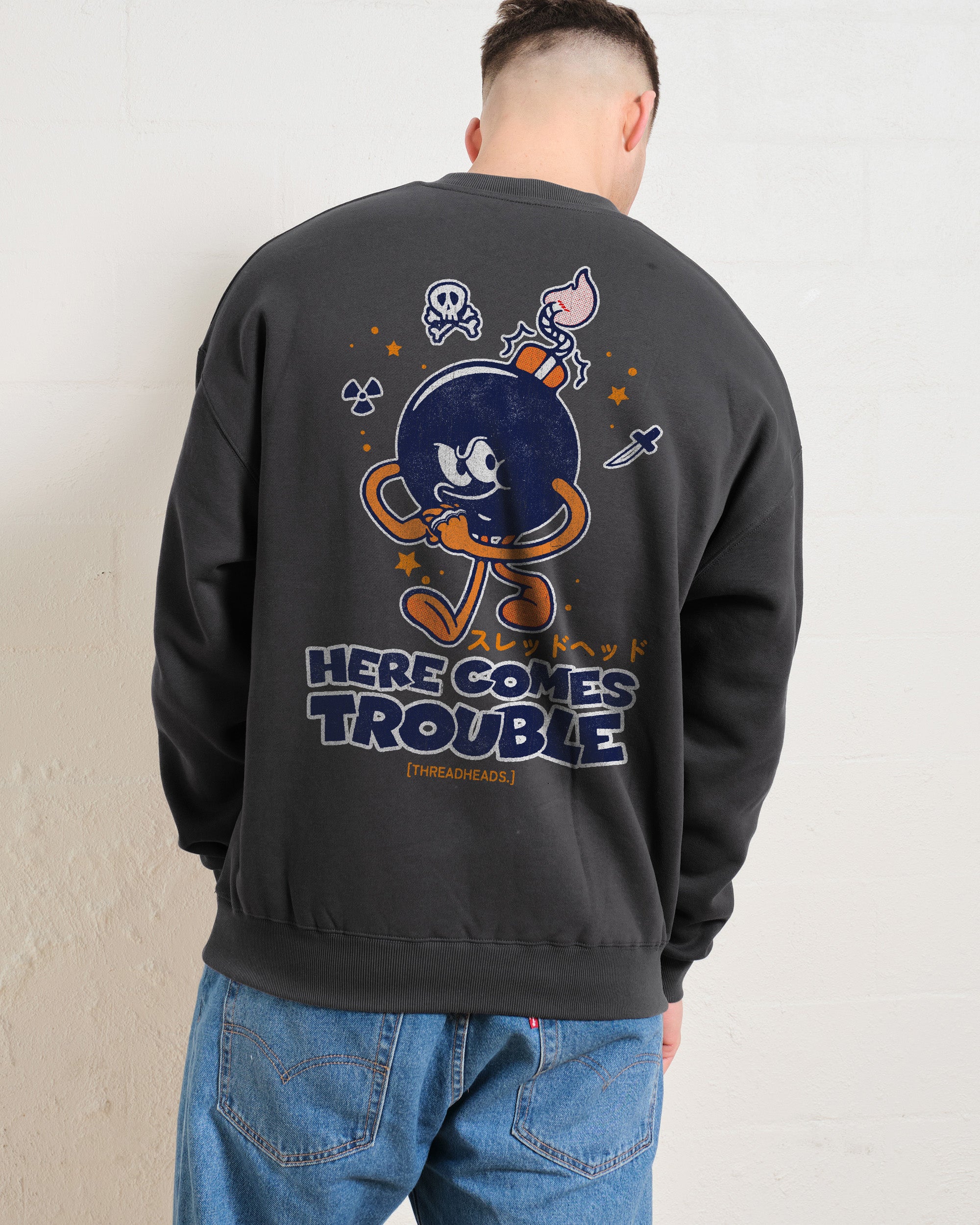 Here Comes Trouble Unisex Graphic Sweatshirt - Premium Cotton Poly Blend