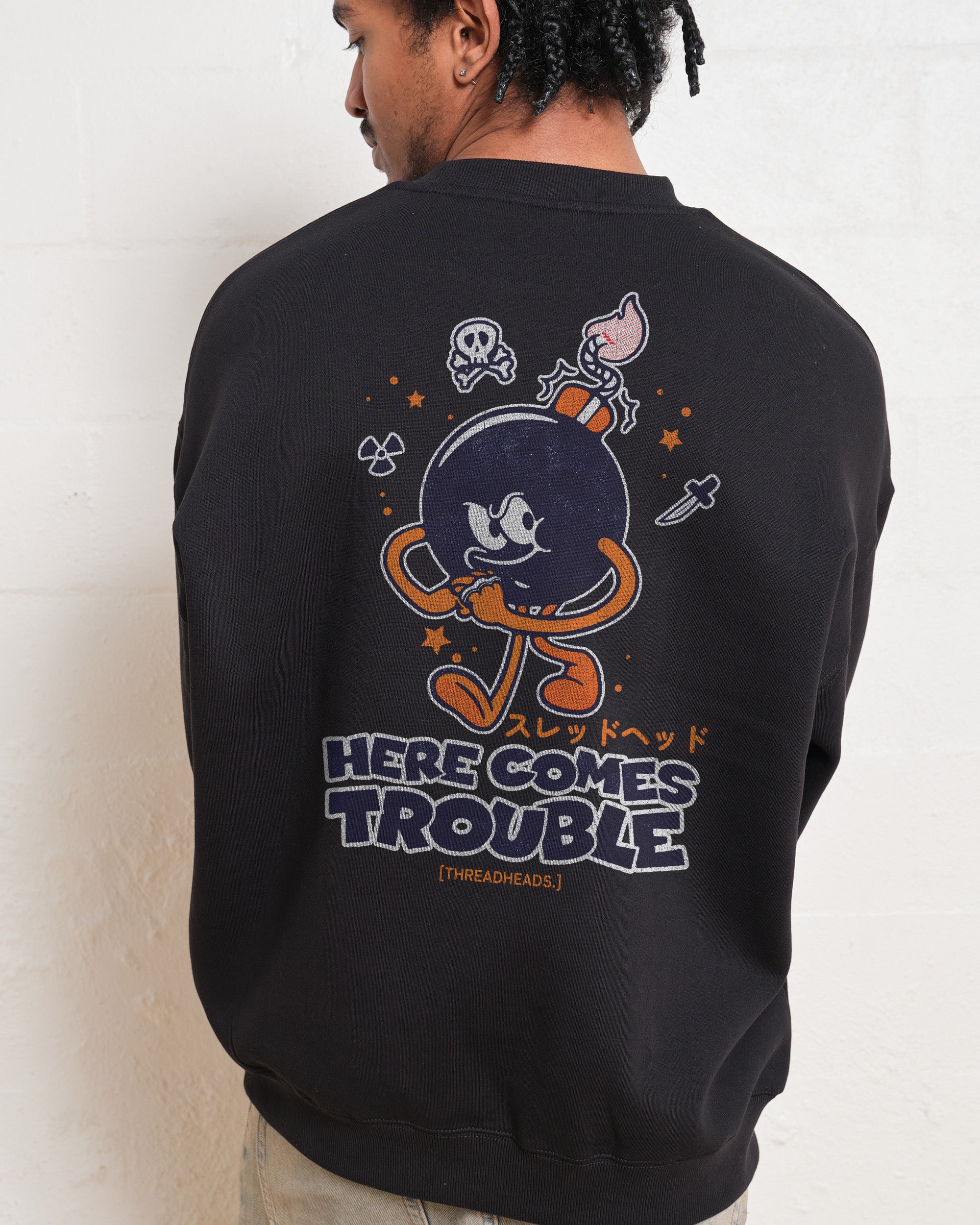 Here Comes Trouble Unisex Graphic Sweatshirt - Premium Cotton Poly Blend