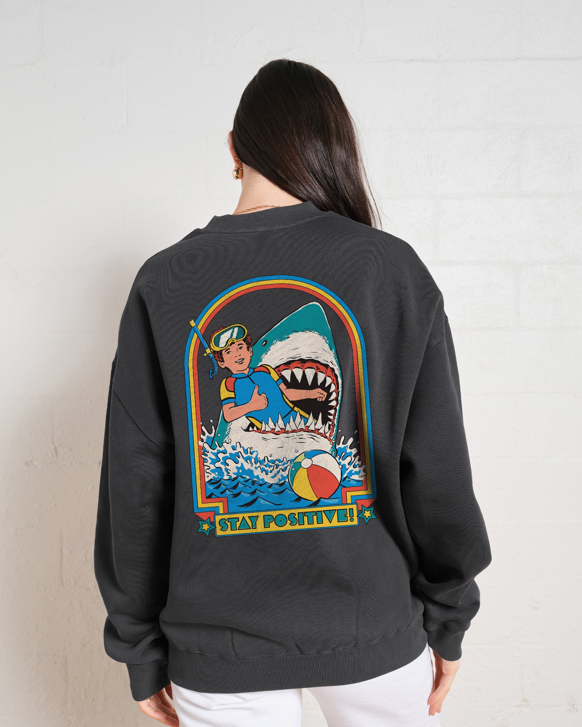 Stay Positive Front and Back Unisex Sweatshirt - Steven Rhodes Graphic Print