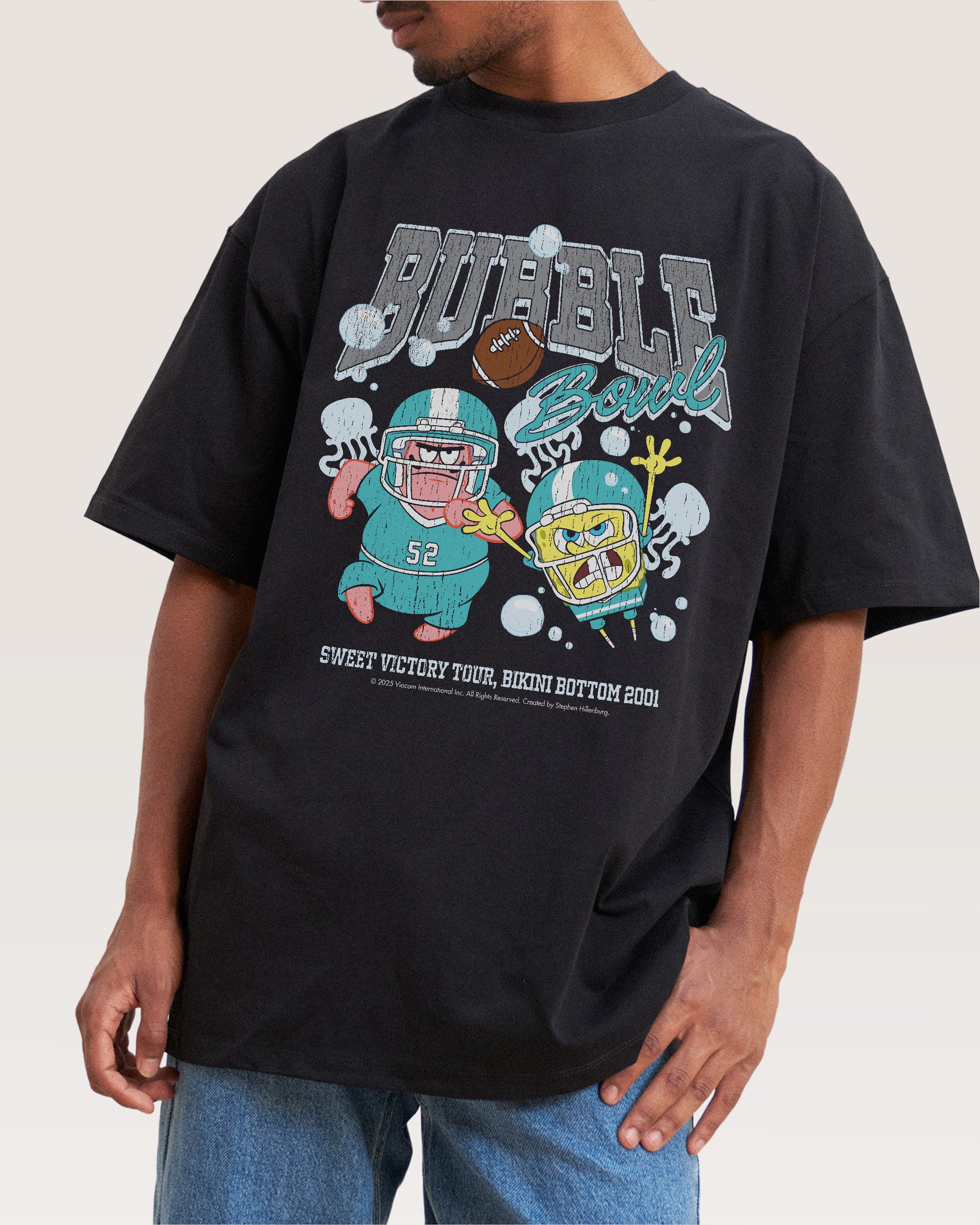 Bubble Bowl Oversized SpongeBob Graphic Tee - Unisex 100% Combed Cotton