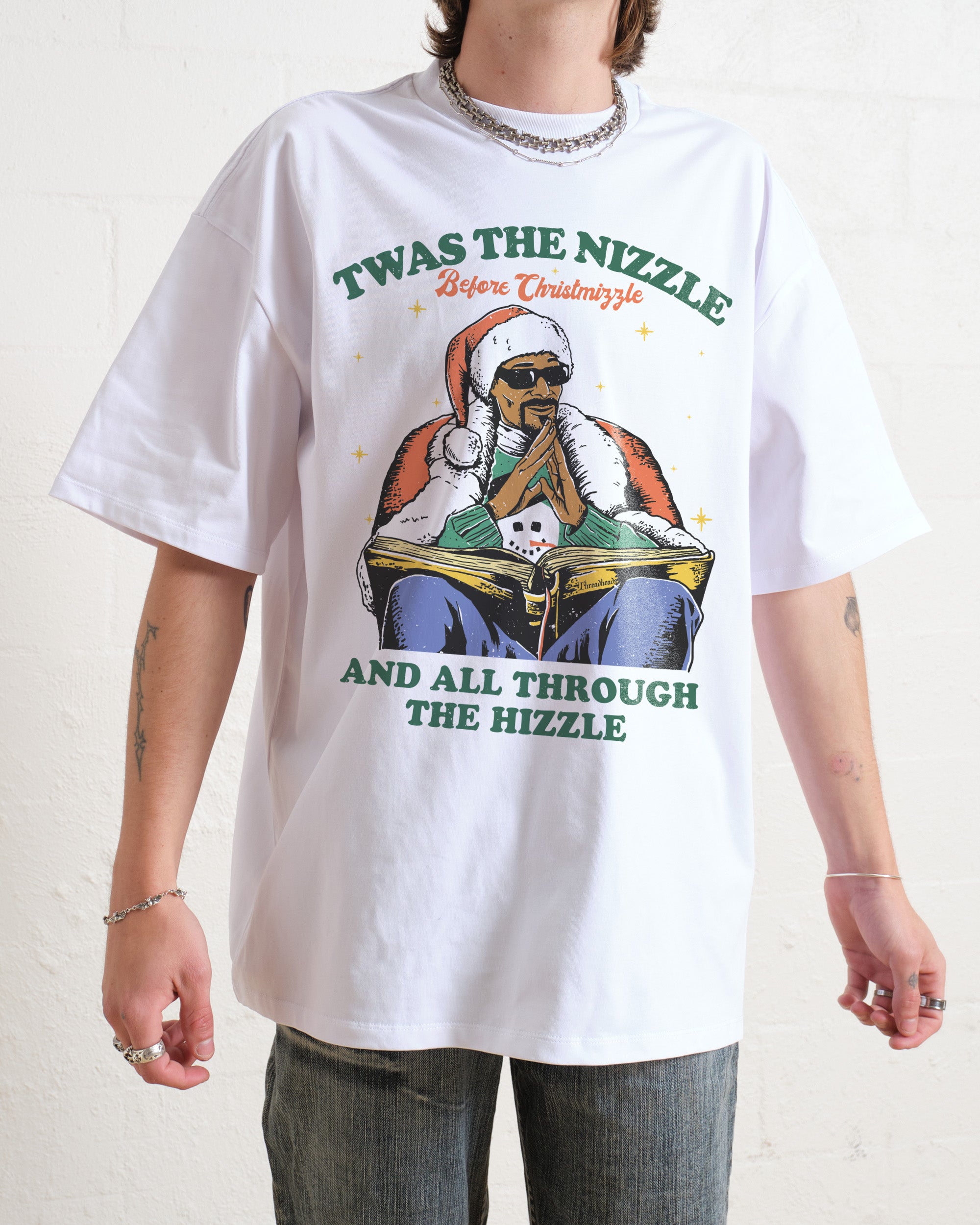 Christmizzle Oversized Graphic Tee - Unisex 90s Boxy Fit 100% Combed Cotton