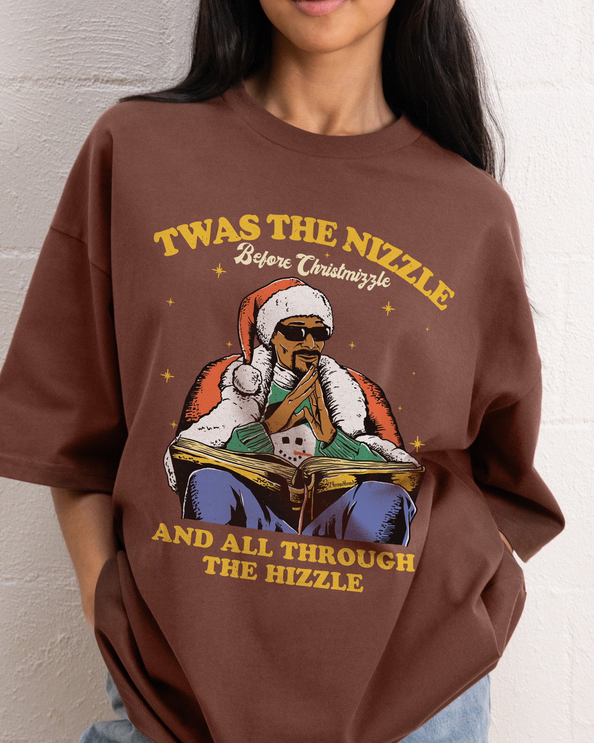 Christmizzle Oversized Graphic Tee - Unisex 90s Boxy Fit 100% Combed Cotton