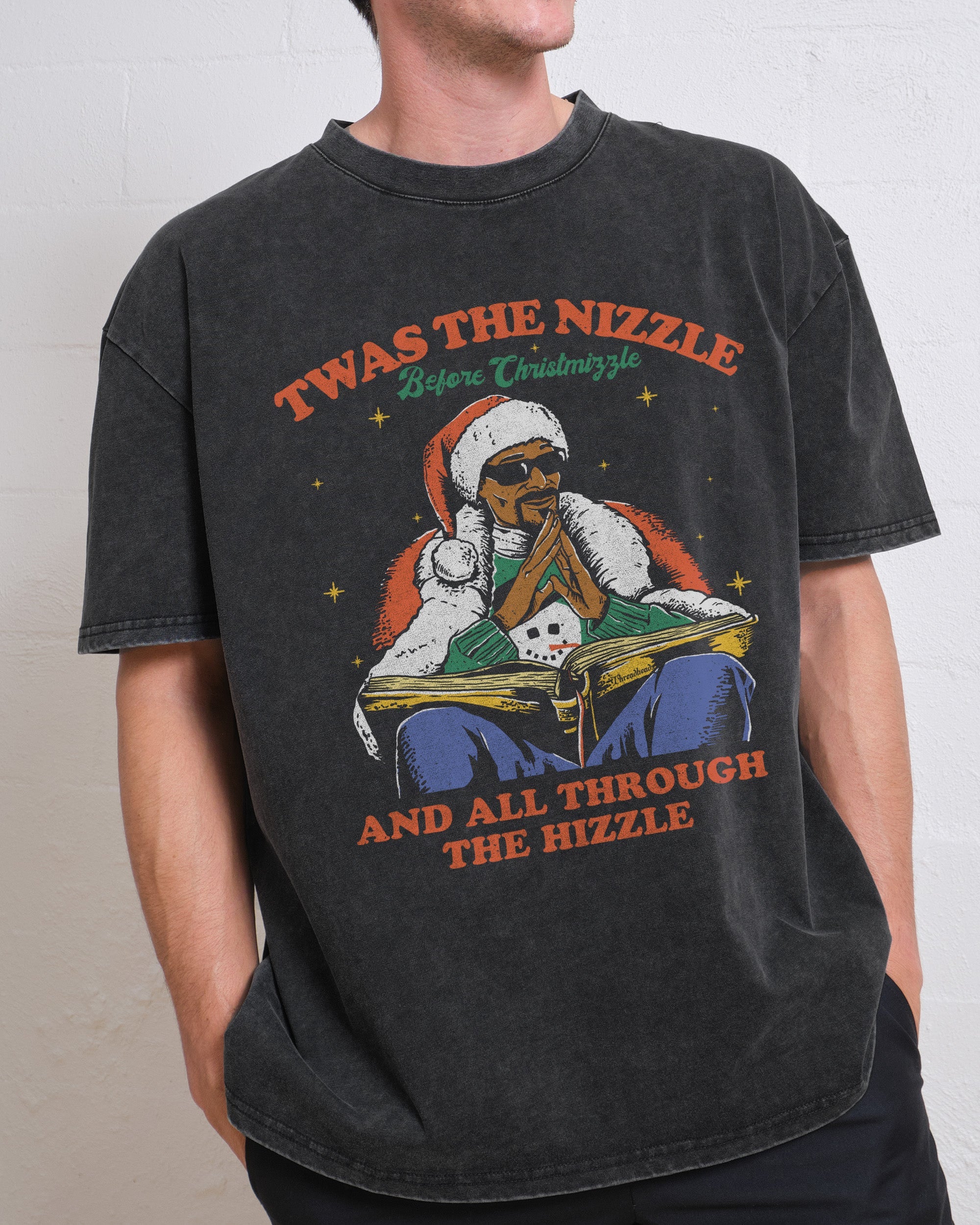 Christmizzle Oversized Graphic Tee - Unisex 90s Boxy Fit 100% Combed Cotton