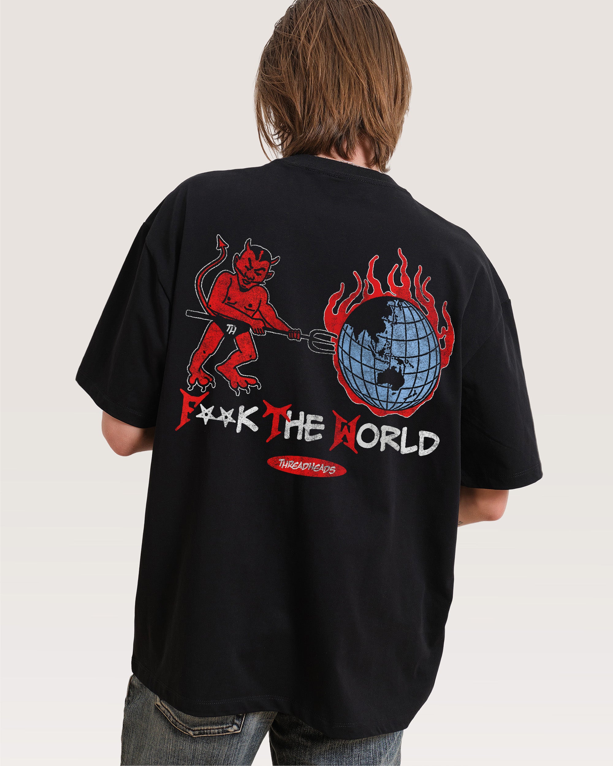 F**k The World Oversized Graphic Tee - Unisex 100% Combed Cotton Heavyweight