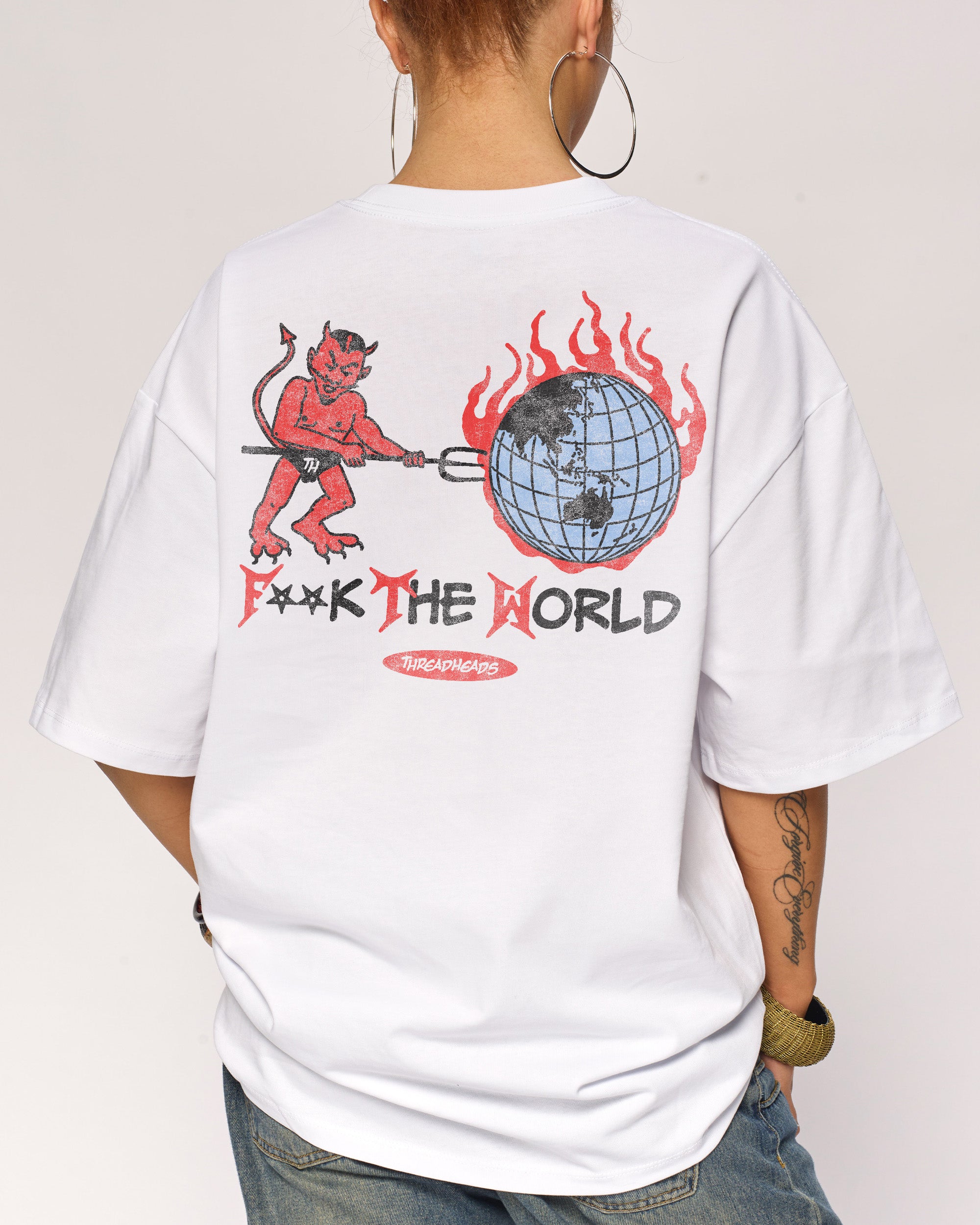F**k The World Oversized Graphic Tee - Unisex 100% Combed Cotton Heavyweight