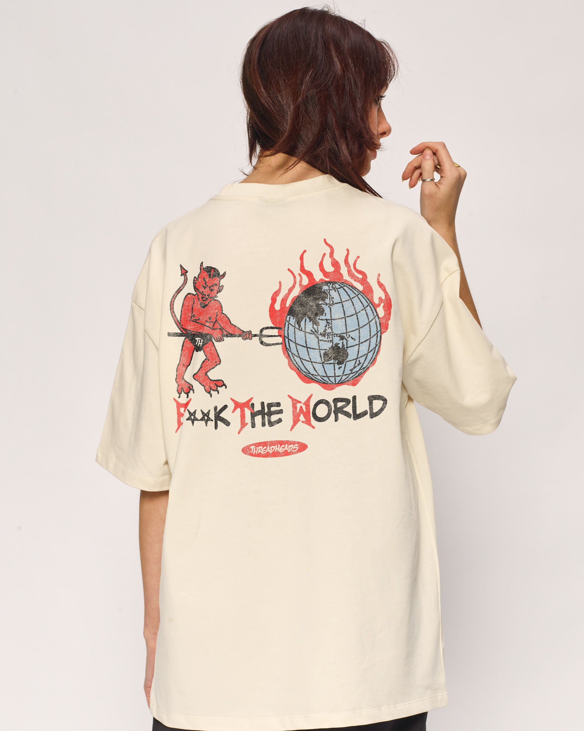 F**k The World Oversized Graphic Tee - Unisex 100% Combed Cotton Heavyweight