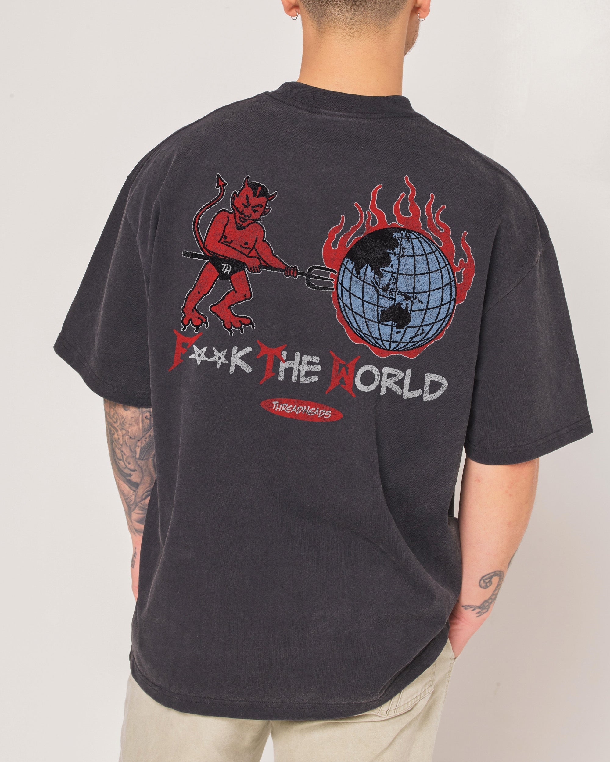 F**k The World Oversized Graphic Tee - Unisex 100% Combed Cotton Heavyweight