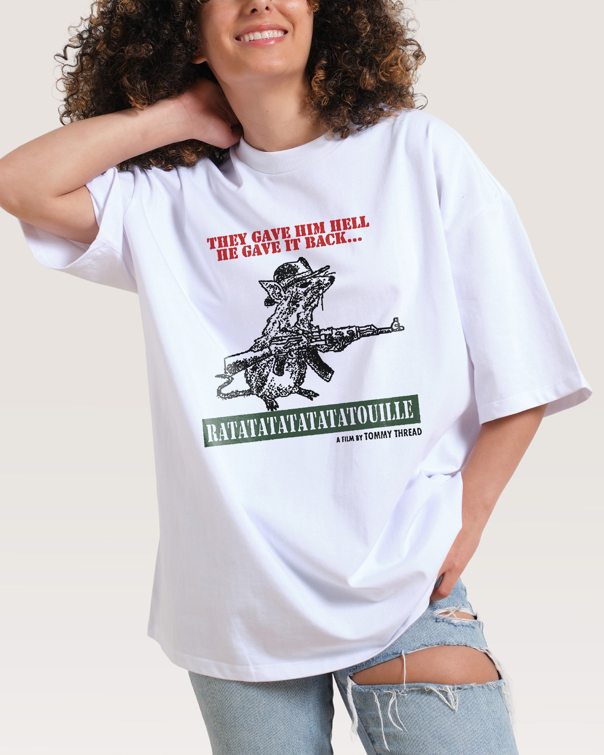 Gratata Oversized Graphic Tee - Threadheads 90s Boxy Fit 100% Combed Cotton Unisex