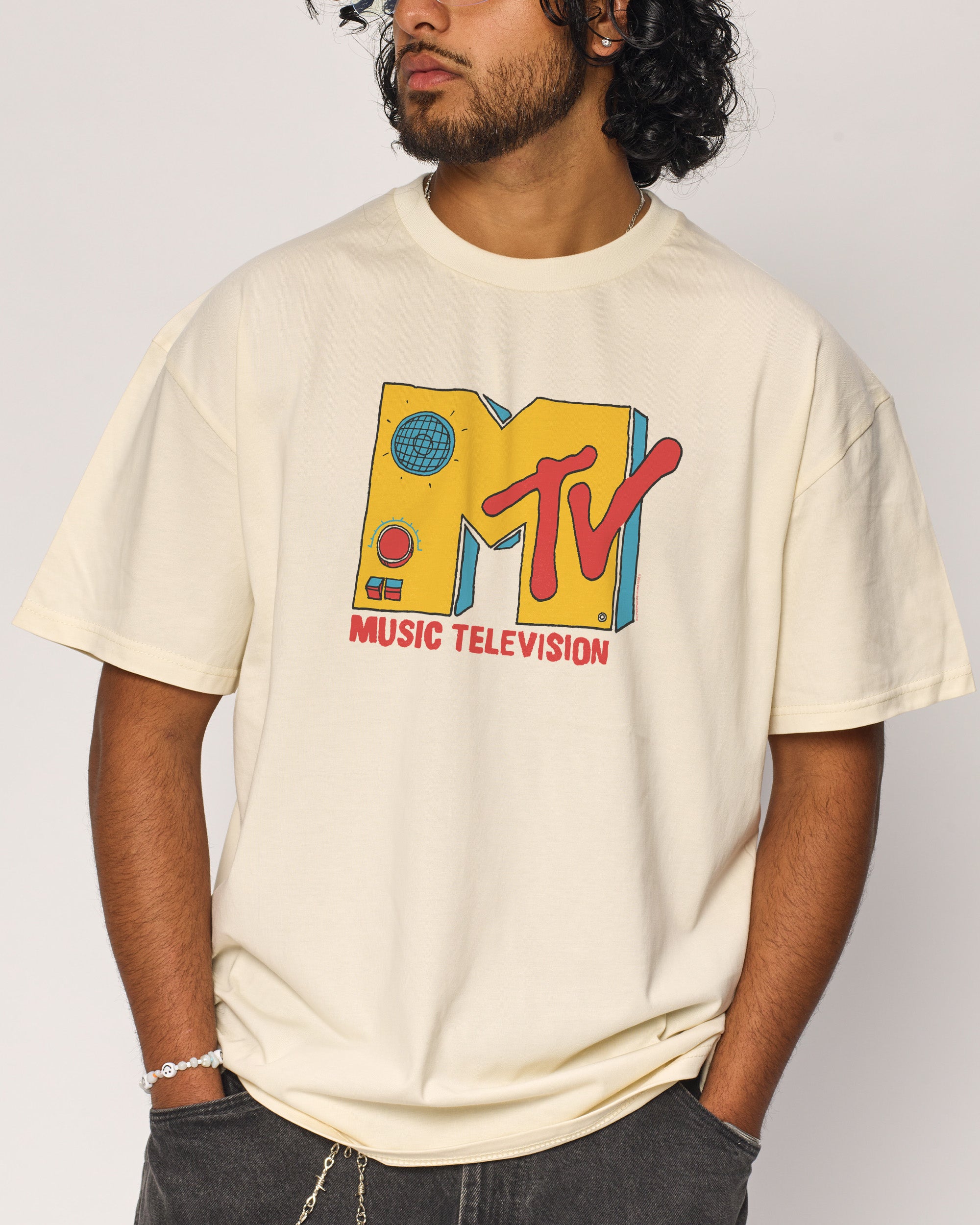 MTV Logo Oversized T-Shirt - Unisex 90s Graphic Tee Heavyweight 100% Combed Cotton