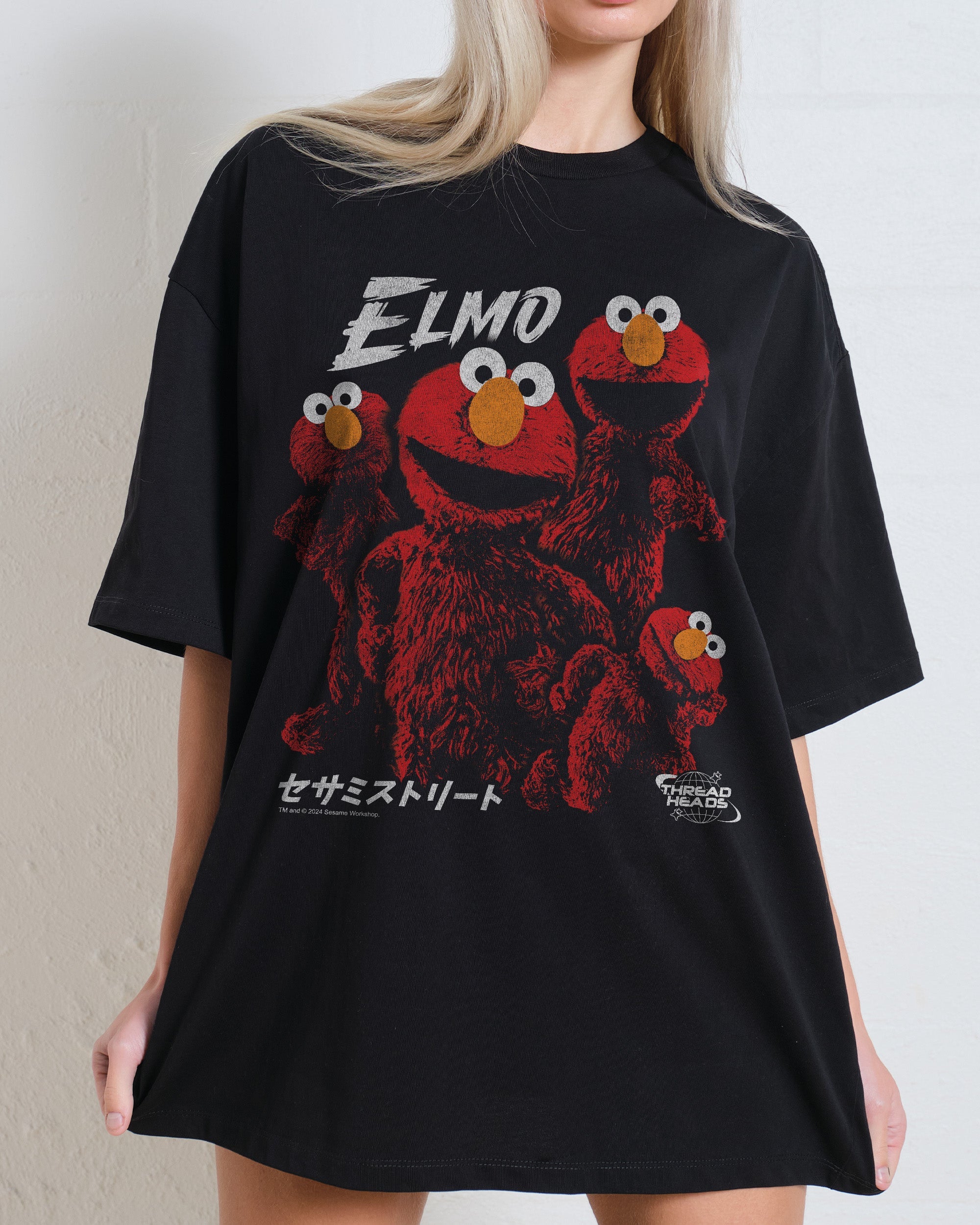 Tokyo Elmo Oversized T-Shirt Sesame Street Graphic Tee Unisex 100% Combed Cotton
