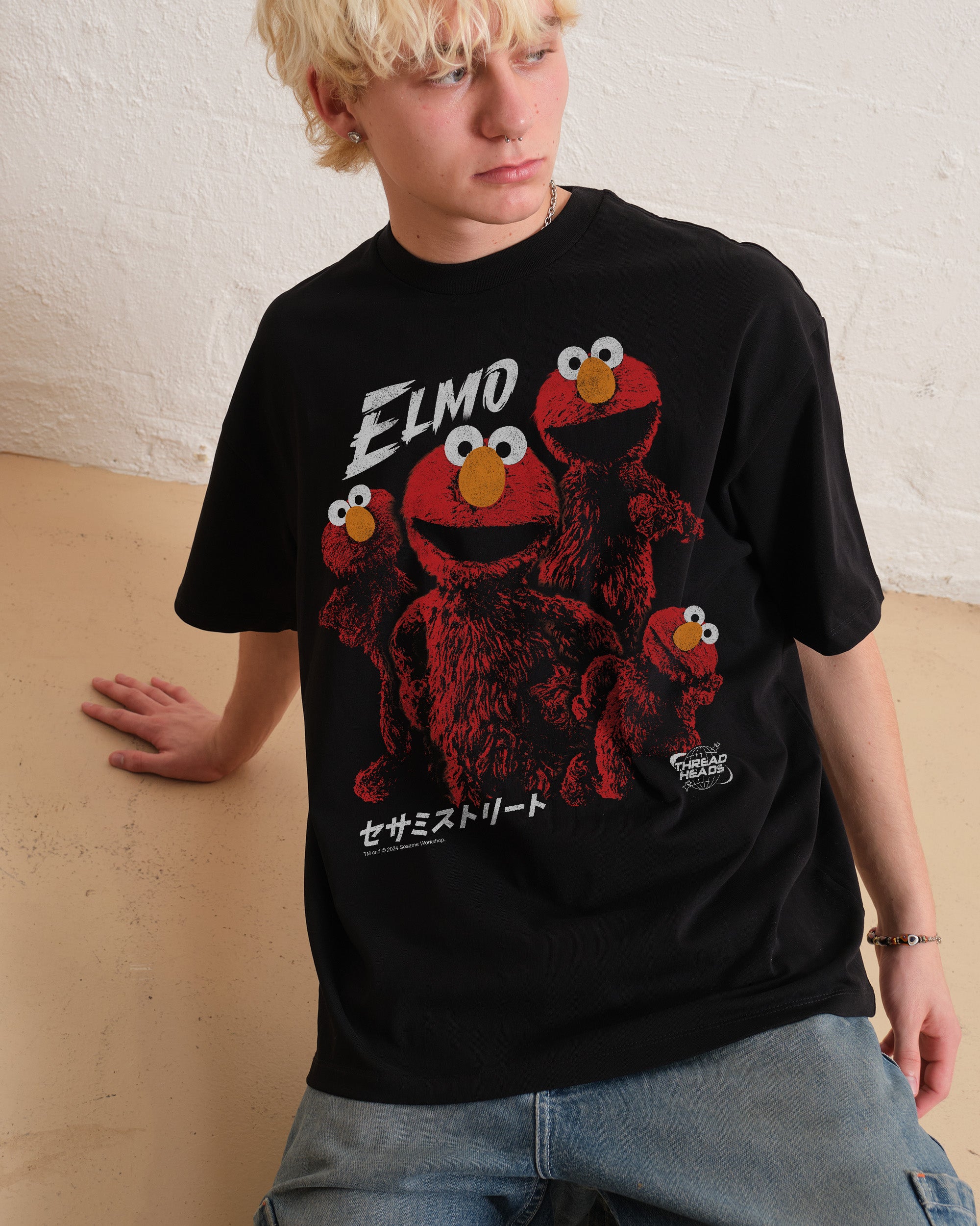 Tokyo Elmo Oversized T-Shirt Sesame Street Graphic Tee Unisex 100% Combed Cotton