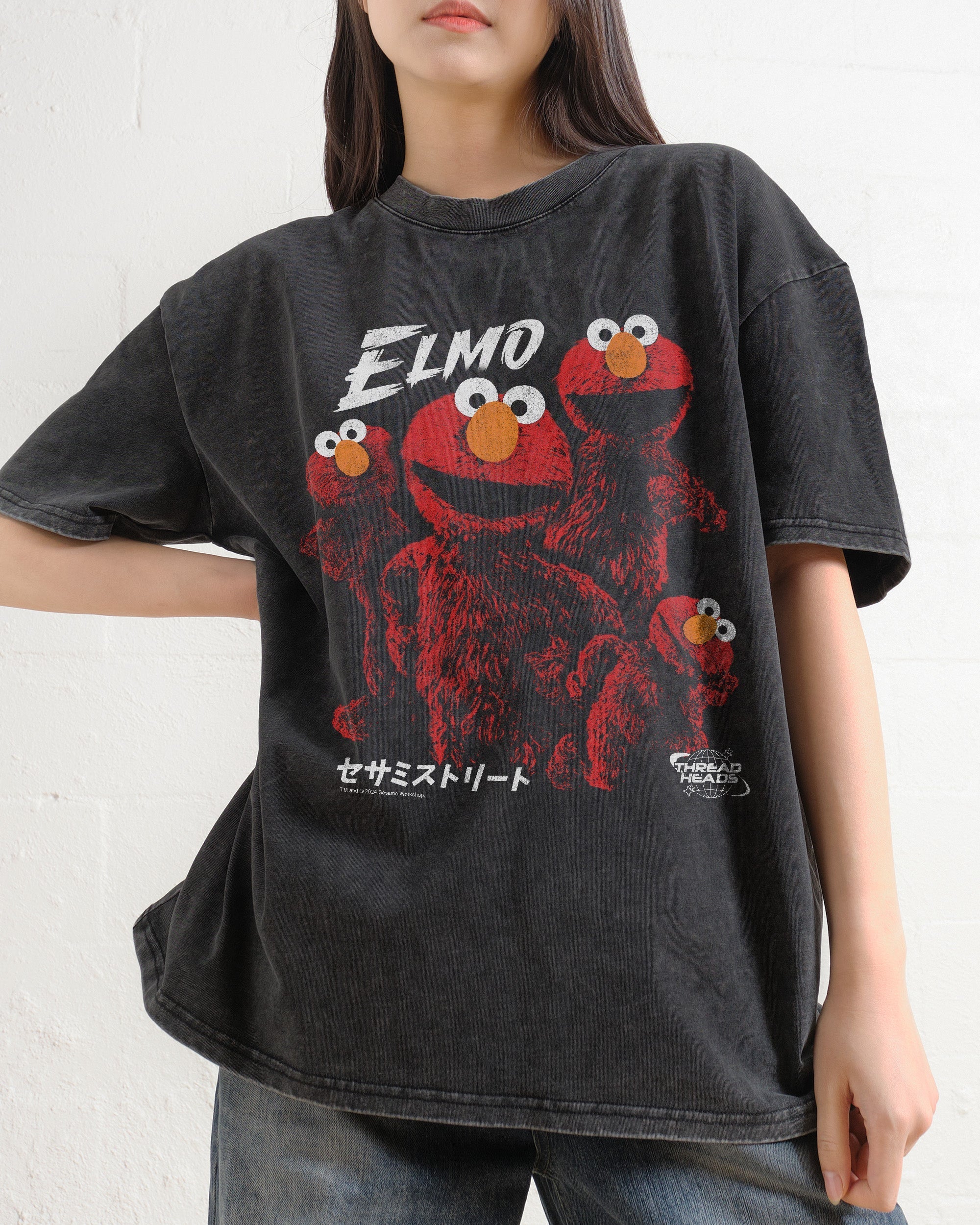 Tokyo Elmo Oversized T-Shirt Sesame Street Graphic Tee Unisex 100% Combed Cotton
